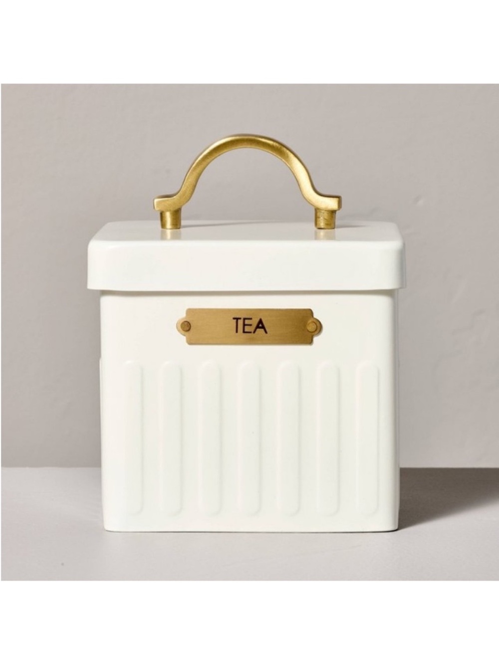 Hearth & Hand Magnolia Metal Tea Tin Cream/Brass